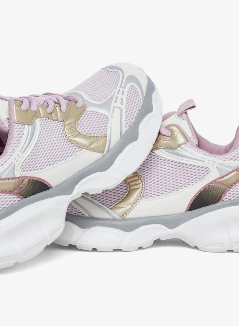 Styli Active White Women Mesh Upper Textured Sneakers for Women | Best Price UAE