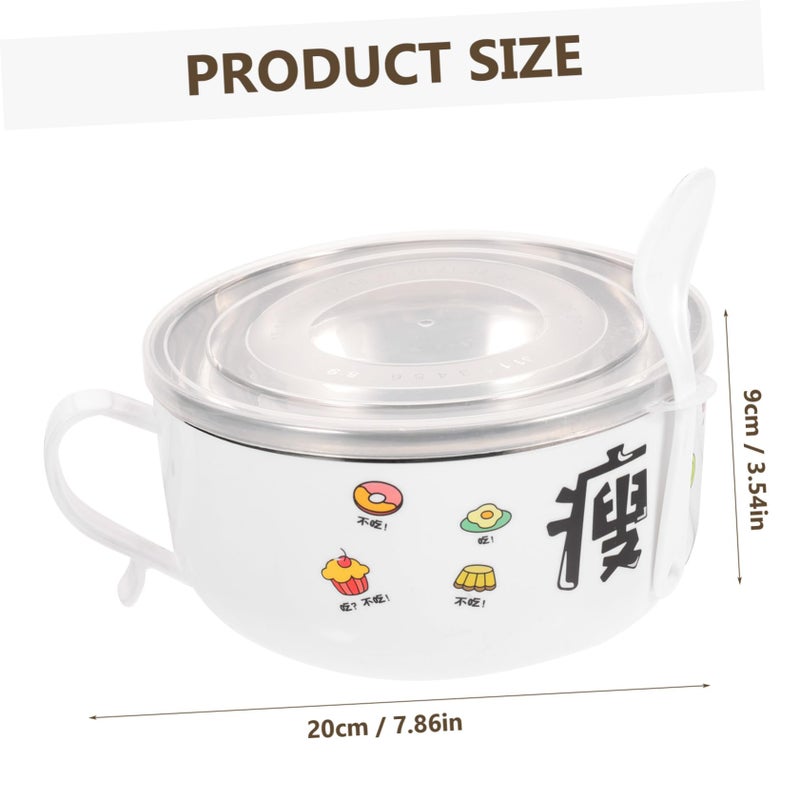 Insulated Stainless Steel Ramen Bowl With Lid Anti Scalding Cartoon Design For Soup Noodles Hot Drinks - Image 3