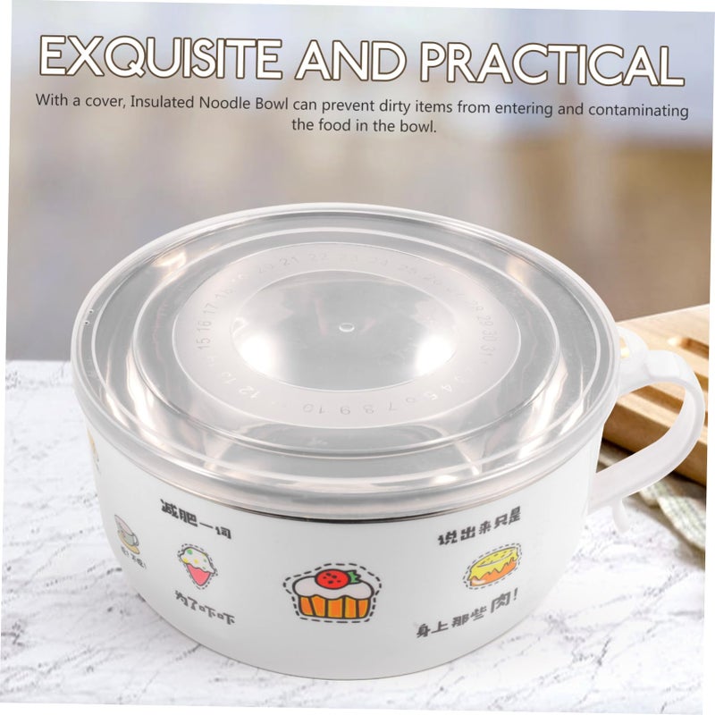 Insulated Stainless Steel Ramen Bowl With Lid Anti Scalding Cartoon Design For Soup Noodles Hot Drinks - Image 5