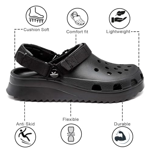 BERSACHE Extra Soft Classic Casual with Regular wear with Ultra Soft & Flexibility Technology Clog for Men's/Boy's Black - Image 5