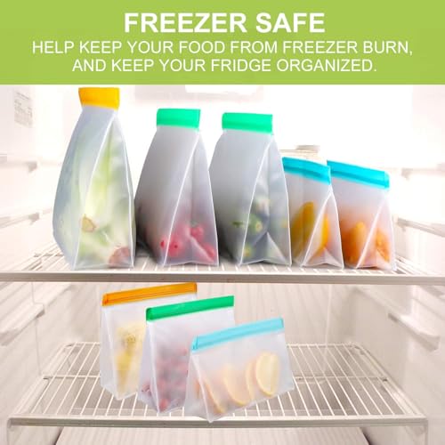 Esslly Veg Bags (12 Pack). Fridge, Freezer Safe. Leakproof PEVA (Chlorine Free, Lead-Free, Food Safe Pouches) Reusable. Wash & store produce | Pack of 12 (4 x Small, 4 x Medium, 4 x Large) - Image 4