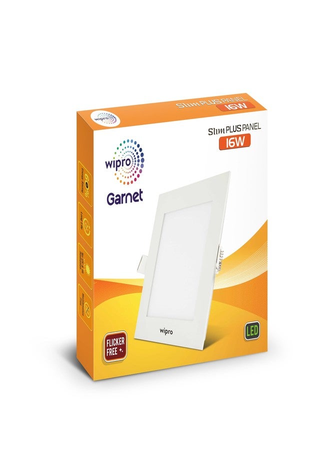 Wipro Garnet 16W Square LED Slim Plus Panel | Coolwhite Light(6500K)| Ultra-Slim Design | Aluminium Housing | Flicker Free Design | Recessed Down Light for False Ceiling |Cutout - 100mm |Pack of 1 - Image 3