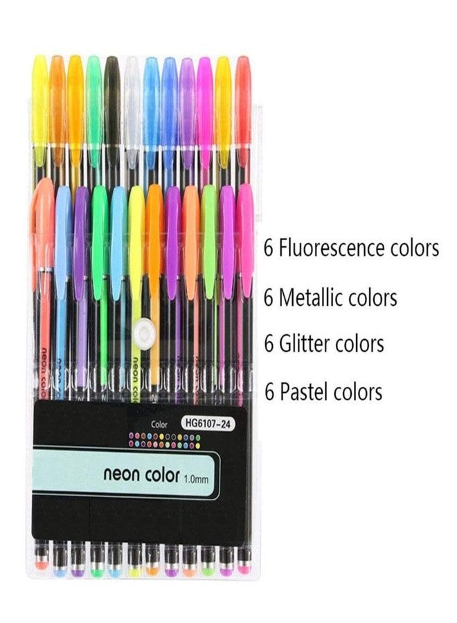 VeriXpress Set of 24 Neon Gel Pens consisting Fluorescent, Metallic, Glitter and Pastel colour pens For DIY Art & Crafts (Sketching, Drawing & Painting Purpose) - Image 2