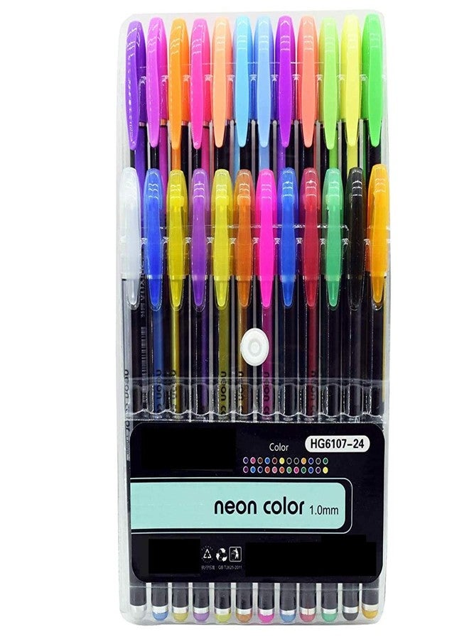 VeriXpress Set of 24 Neon Gel Pens consisting Fluorescent, Metallic, Glitter and Pastel colour pens For DIY Art & Crafts (Sketching, Drawing & Painting Purpose) - Image 1