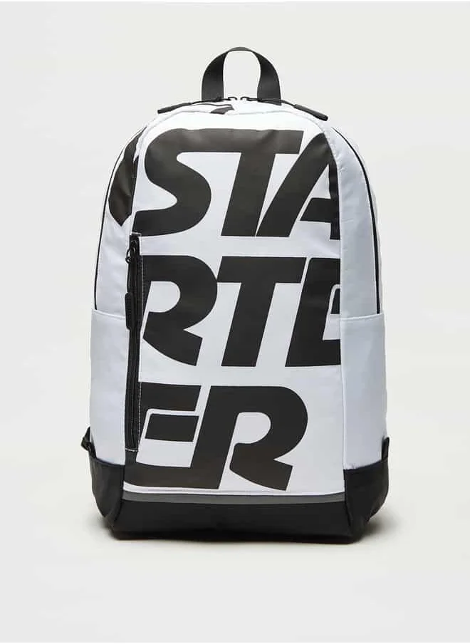 STARTER Starter Logo Print Backpack with Adjustable Straps and Zip Closure