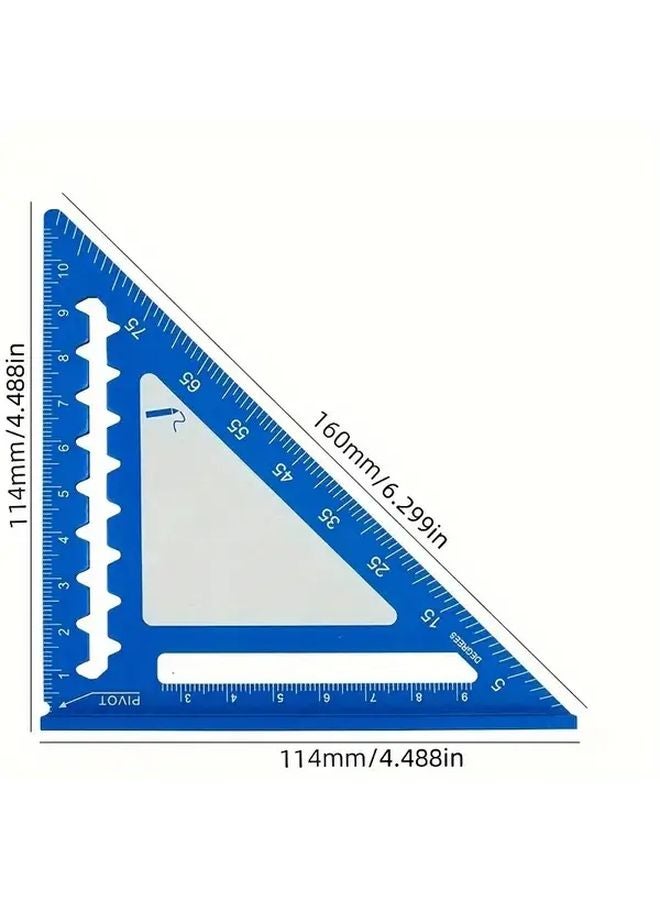 Black 4 Inch Mini Triangle Ruler with Bubble Level Metric Imperial Scales - Image 3