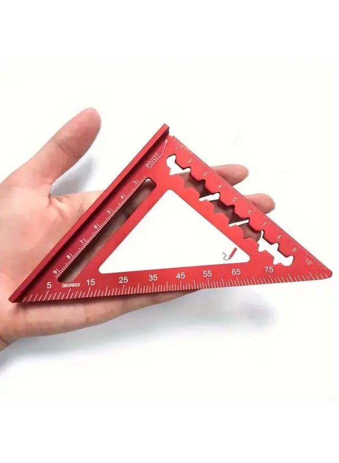 Black 4 Inch Mini Triangle Ruler with Bubble Level Metric Imperial Scales - Image 5