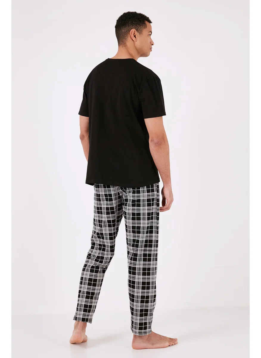 Buratti Plaid Cotton Regular Fit Short Sleeve Pajama Set Men's Pajama Set 6572002