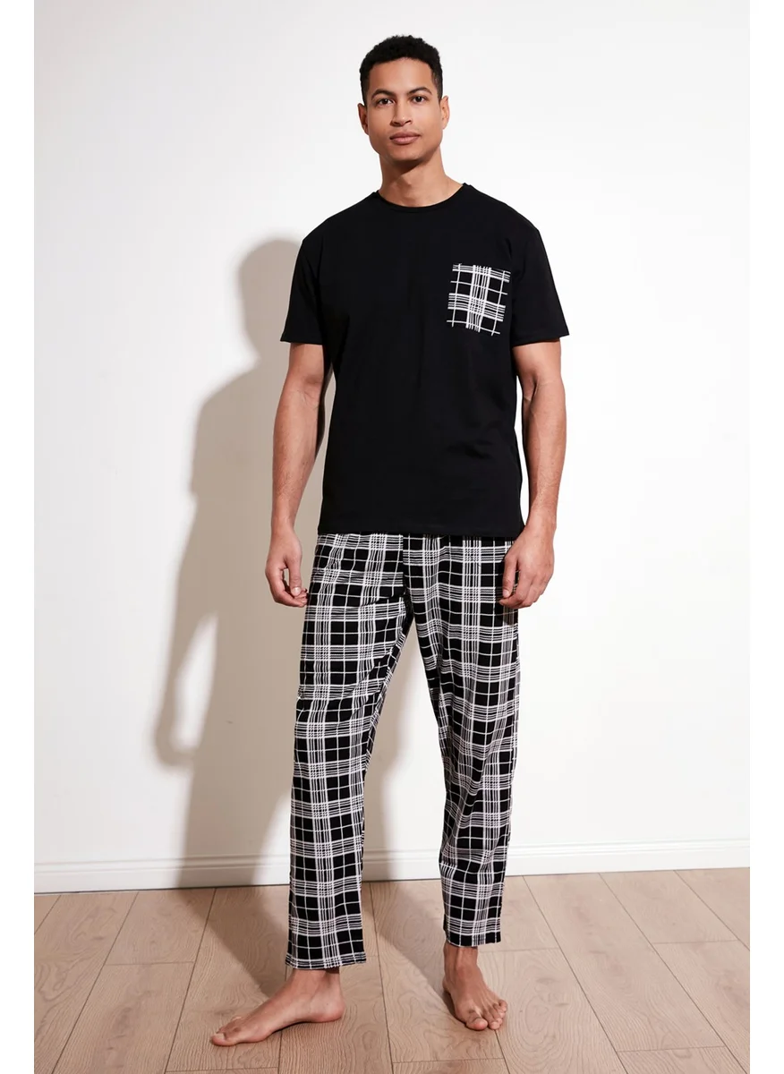 Buratti Plaid Cotton Regular Fit Short Sleeve Pajama Set Men's Pajama Set 6572002