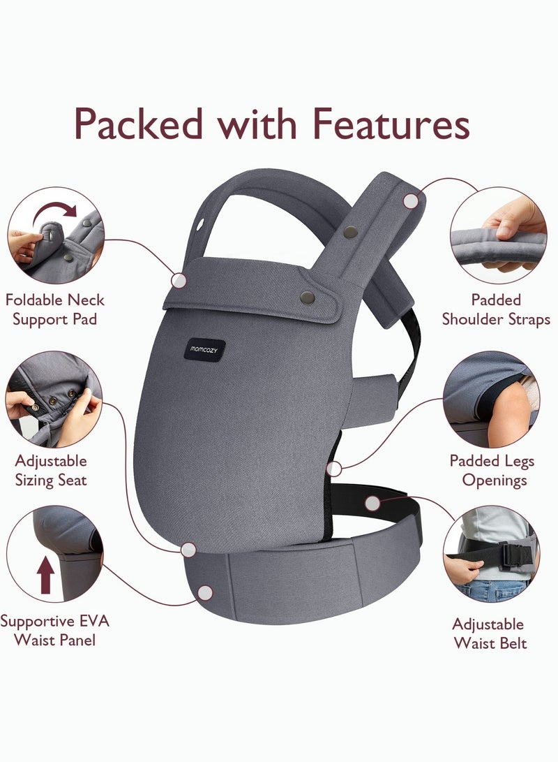 Momcozy Baby Carrier Newborn To Toddler - Ergonomic, Cozy And Lightweight Infant Carrier For 7-44Lbs, Effortless To Put On, Ideal For Hands-Free Parenting, Enhanced Lumbar Support - Image 5