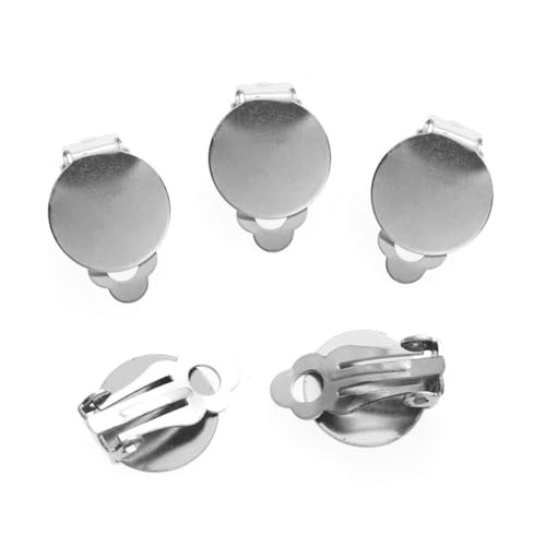 Neobaby 100Pcs Round Flat Back Clip-On Earring Bases – Earring Findings for Non-Pierced Ears, DIY Jewelry Making Kit - Image 1