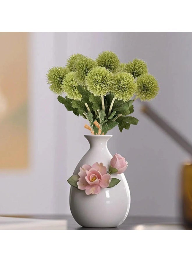 الواحة-TH 6 قطع من زهور الهندباء الخضراء الاصطناعية الفاخرة مع سيقانها، مثالية لتزيين الغرف والمزهريات. - Image 2