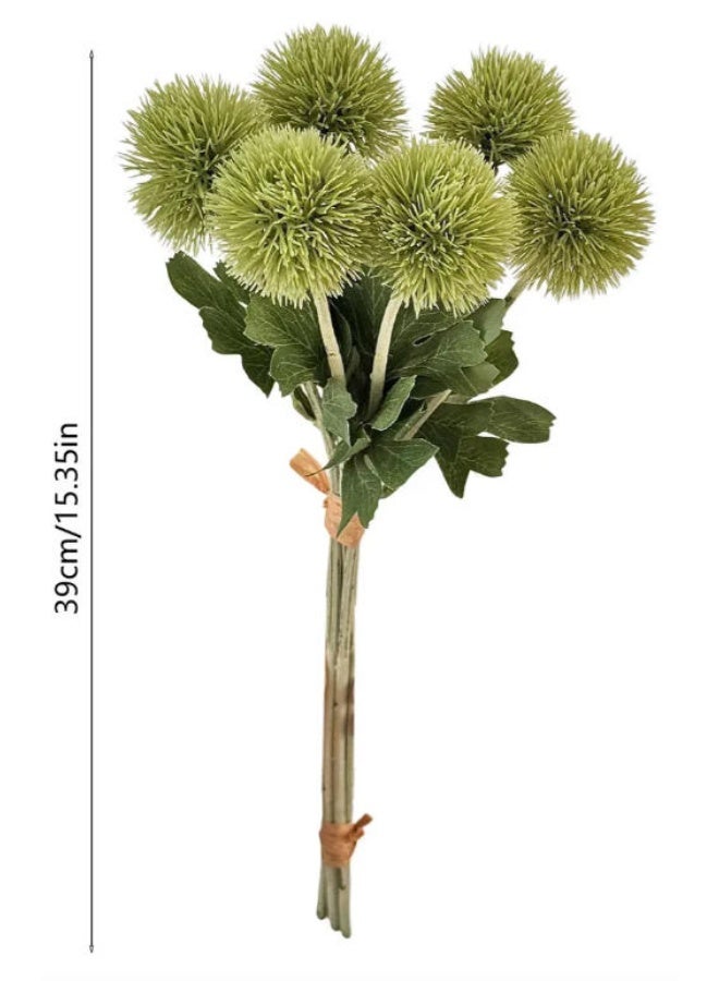 الواحة-TH 6 قطع من زهور الهندباء الخضراء الاصطناعية الفاخرة مع سيقانها، مثالية لتزيين الغرف والمزهريات. - Image 3