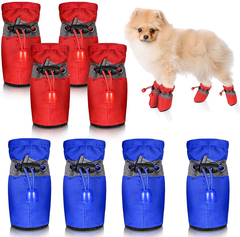 KUTKUT 2Sets 8Pcs Washable Dog Shoes | Rain Snow Dog Booties | Breathable Paw Protector, Upgraded Anti-Slip Soft Soled Dog Boots with Adjustable Drawstring for French Bulldog, Welsh Corgi (Size: 6) - Image 1