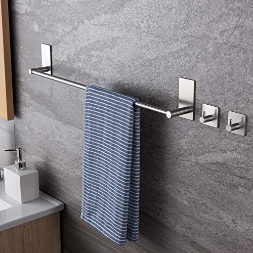Taozun 16-Inch Towel Bar - Self Adhesive Bathroom Towel Holder with 2 Packs Towel Hooks, Stainless Steel Bathroom Hardware Accessory Kit, No Drilling - Image 3