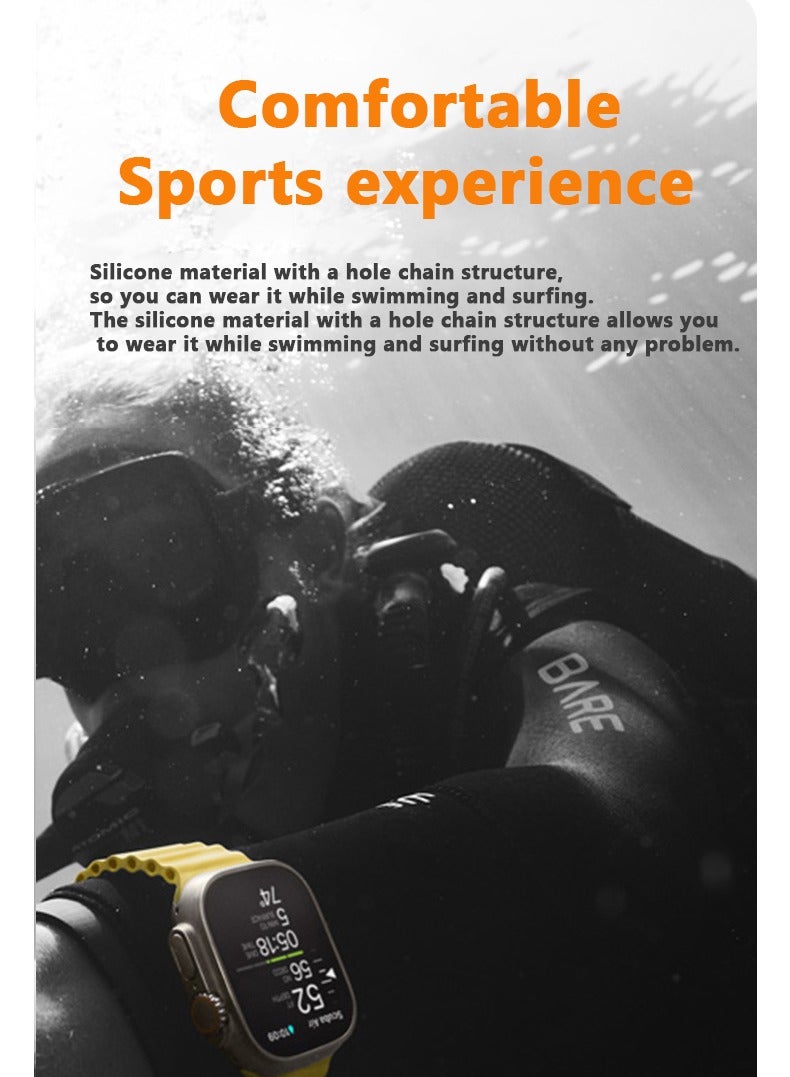 Samu Apple Watch Ocean Band 49mm 45mm 44mm 42mm Soft Silicone Loop Strap for iWatch Series Ultra/8/7/SE/6/5/4/3/2/2 Yellow - Image 3