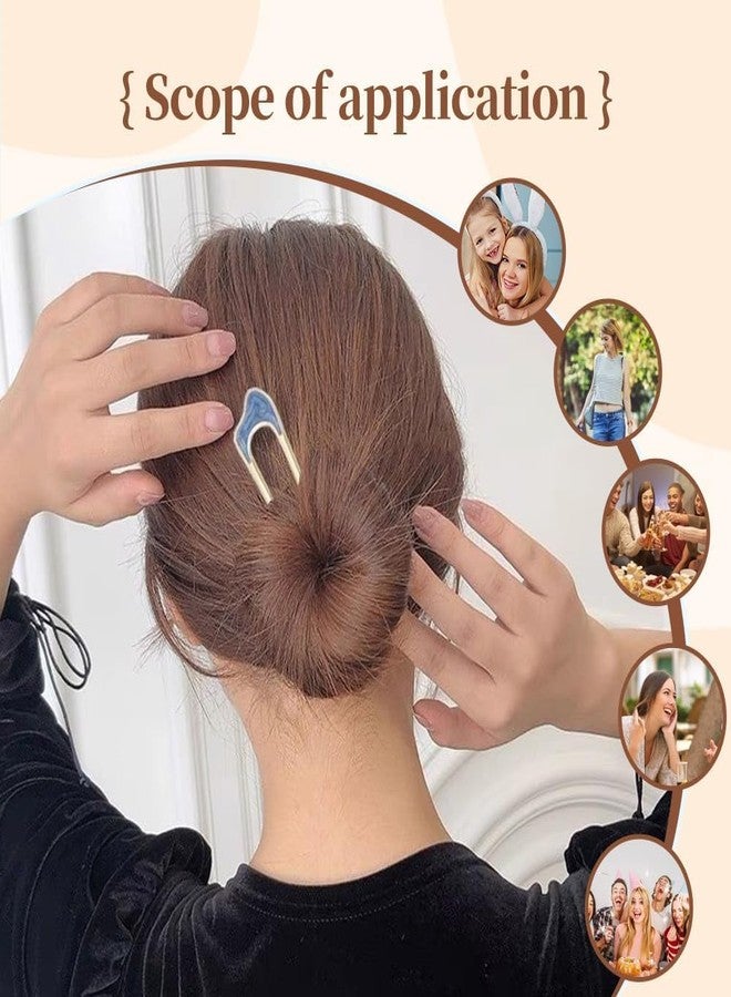 Diversa دبابيس شعر ديفرسا على شكل حرف U بتصميم فرنسي مزين بالصدف - شوكات شعر معدنية متينة للنساء، حاملات الكعكة، إكسسوارات تصفيف الشعر المرفوع للشعر الكثيف والناعم (صلب) - Image 5