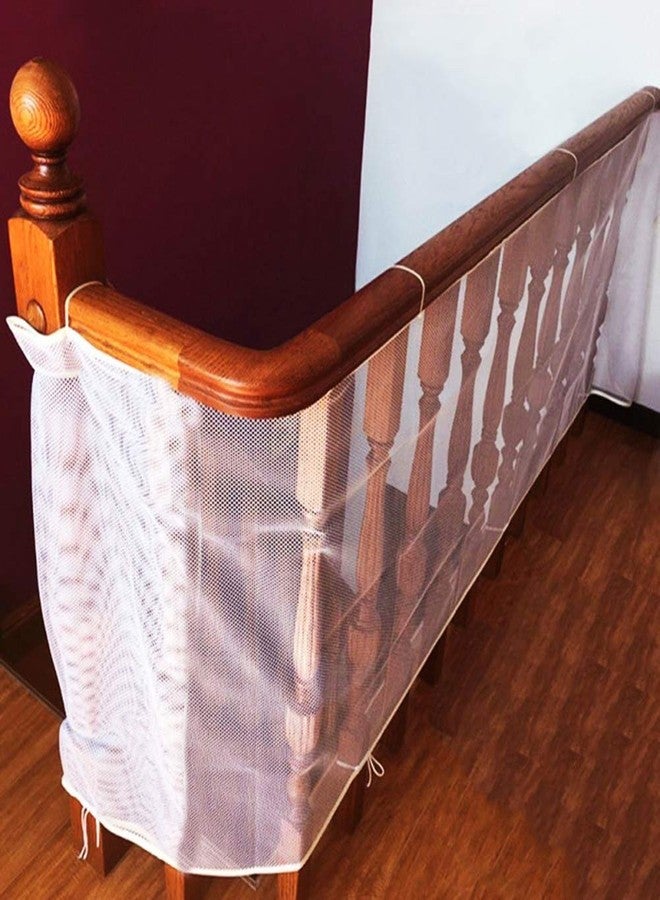 AUOXER Child Safety Rail Net for Balcony, Patios, Railing and Stairs. Security Guards for Kids/Pet/Toy Both Indoors and Outdoors. 10ft x2.5ft, Sturdy Mesh Fabric Material. (White) - Image 1