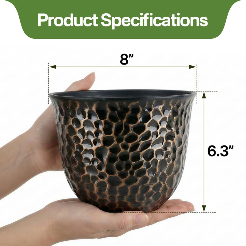 Worth Garden Plastic Round 8 Inch Planters for Indoor Plants Set of 6 Outdoor Resin Flower Pots Colorful with Drainage Hole Rubber Plug Retro Appearance Home Christmas Decorative Containers Multicolor - Image 5
