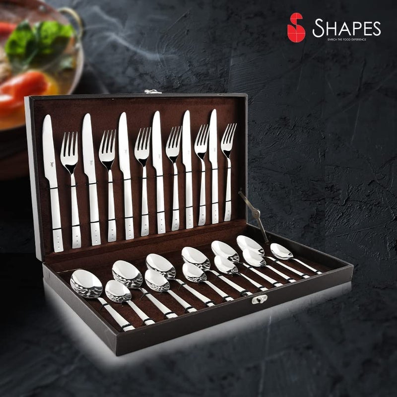 SHAPES Captain Premium Silver Stainless Steel Cutlery Set - 24 Pieces With Gift Box| Rust-Resistant, Dishwasher Safe, Elegant Design | Ideal for Home and Restaurant Use, Perfect for Family Meals - Image 2