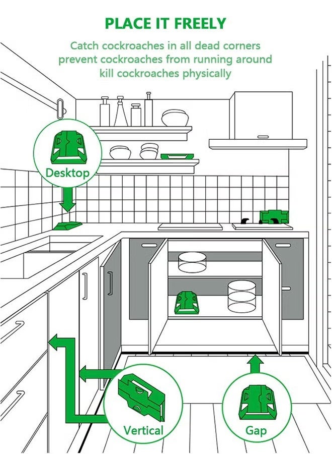 GREEN KILLER 10 Piece Strong Adhesion Cockroach Trap, Non Toxic and Environmentally Friendly Cockroach Bait Trap, Suitable for Indoor Cockroach Extermination Devices for Ants, Spiders, Insects, and Beetles - Image 4