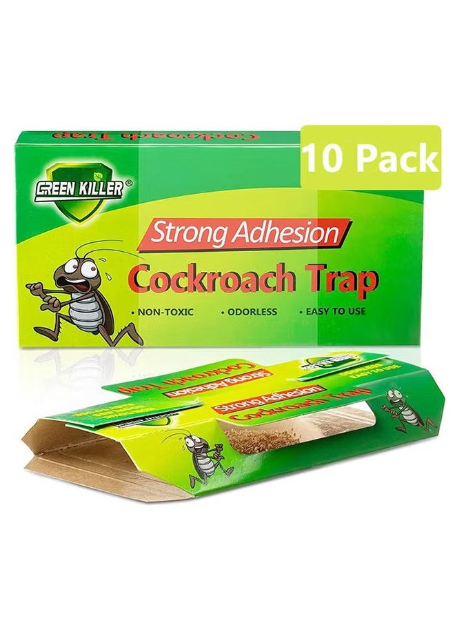 GREEN KILLER 10 Piece Strong Adhesion Cockroach Trap, Non Toxic and Environmentally Friendly Cockroach Bait Trap, Suitable for Indoor Cockroach Extermination Devices for Ants, Spiders, Insects, and Beetles - Image 1