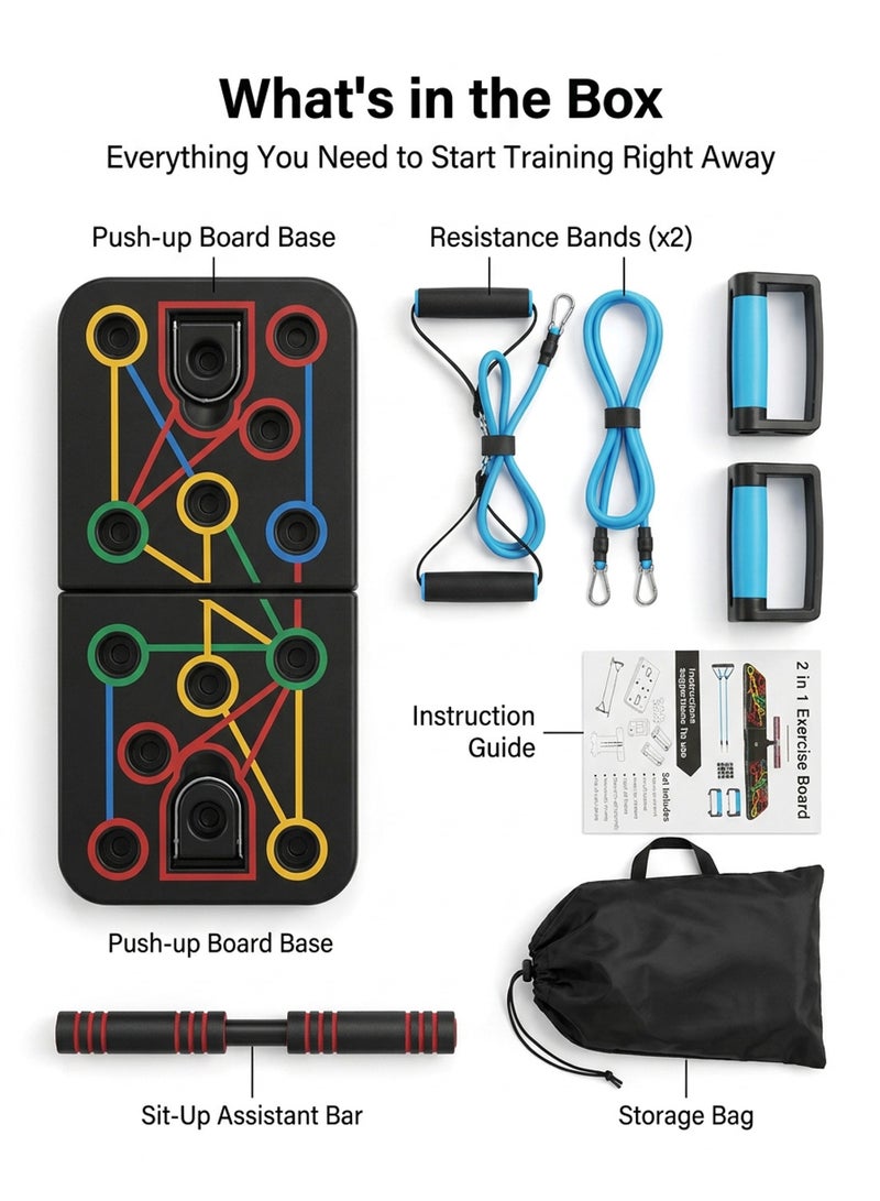 Axpeih Multifunctional Push Up Board with Sit Up Assistant, 2 Resistance Bands and Storage Bag, Portable Home Gym Strength Training Set - Image 3