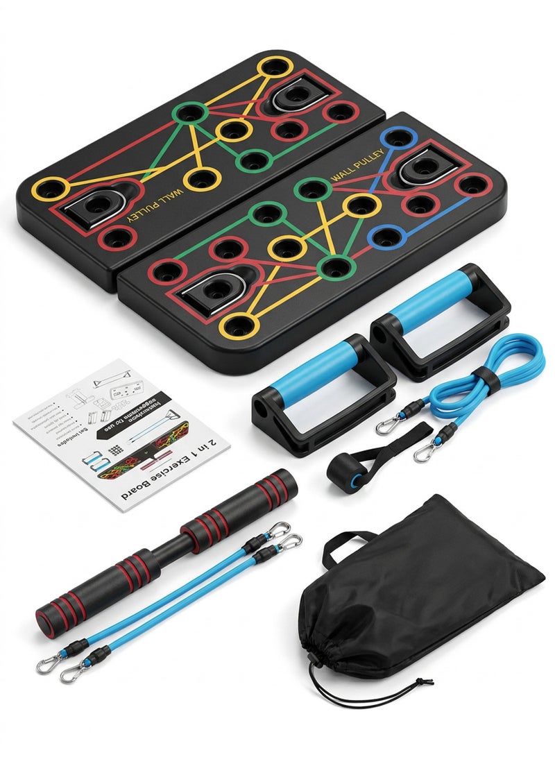 Axpeih Multifunctional Push Up Board with Sit Up Assistant, 2 Resistance Bands and Storage Bag, Portable Home Gym Strength Training Set - Image 1