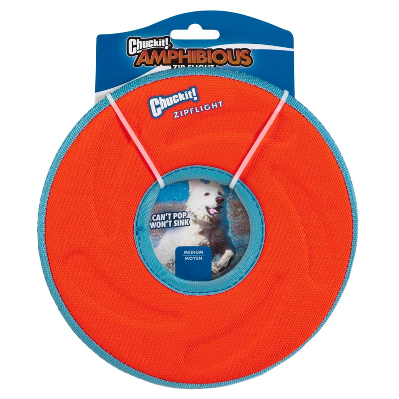 Chuckit! Amphibious ZipFlight Floating and Flying Disc Dog Toy, Medium (8.5"), Assorted Colors (Orange And Blue/Green and Blue) - Image 4