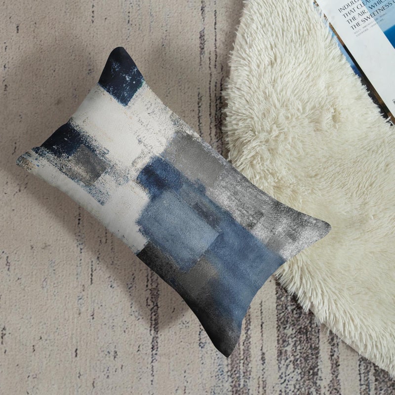 Britimes Britimes Throw Pillow Covers Modern Home Art Decor  12 x 20 Inches Set of 2 Pillow Cases Decorative  Abstract Oil Painting Pillowcases for Bedroom  Living Room  Blue White  - Image 4
