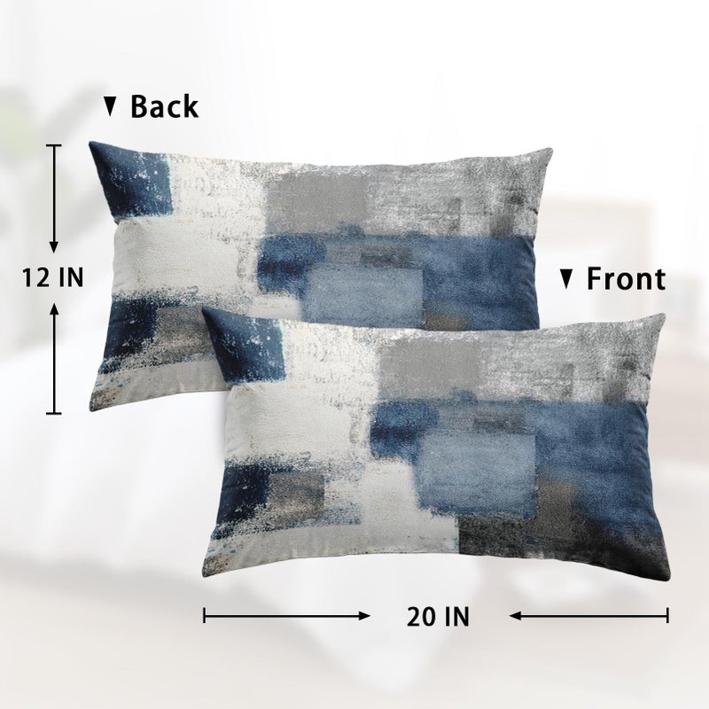 Britimes Britimes Throw Pillow Covers Modern Home Art Decor  12 x 20 Inches Set of 2 Pillow Cases Decorative  Abstract Oil Painting Pillowcases for Bedroom  Living Room  Blue White  - Image 2