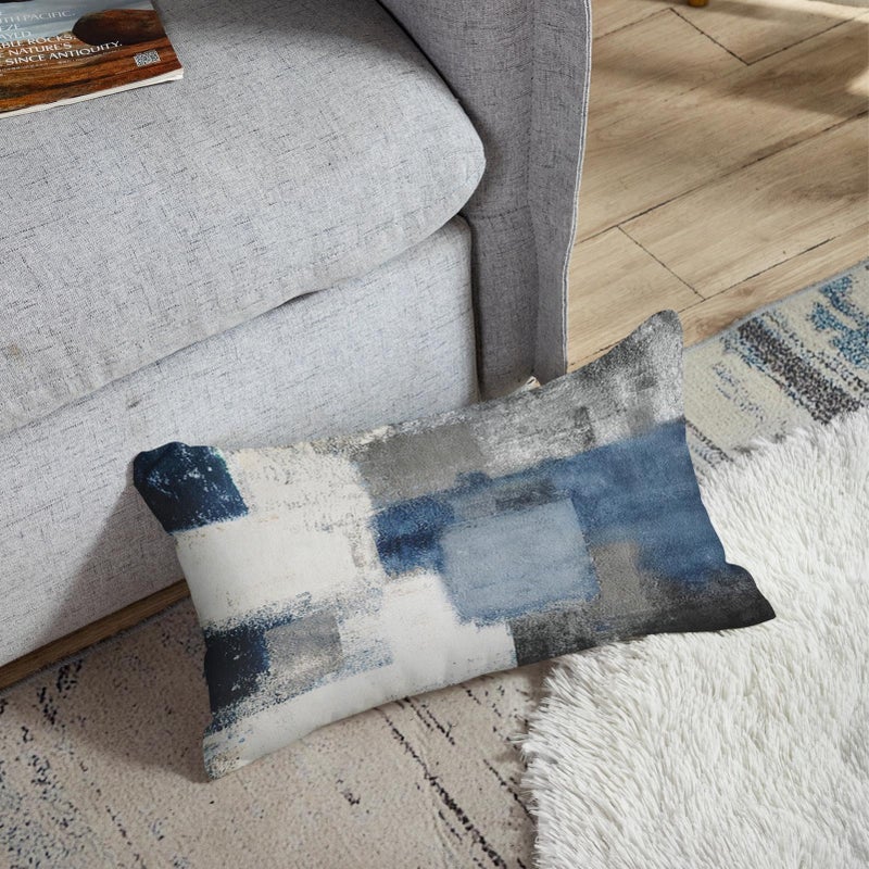 Britimes Britimes Throw Pillow Covers Modern Home Art Decor  12 x 20 Inches Set of 2 Pillow Cases Decorative  Abstract Oil Painting Pillowcases for Bedroom  Living Room  Blue White  - Image 5