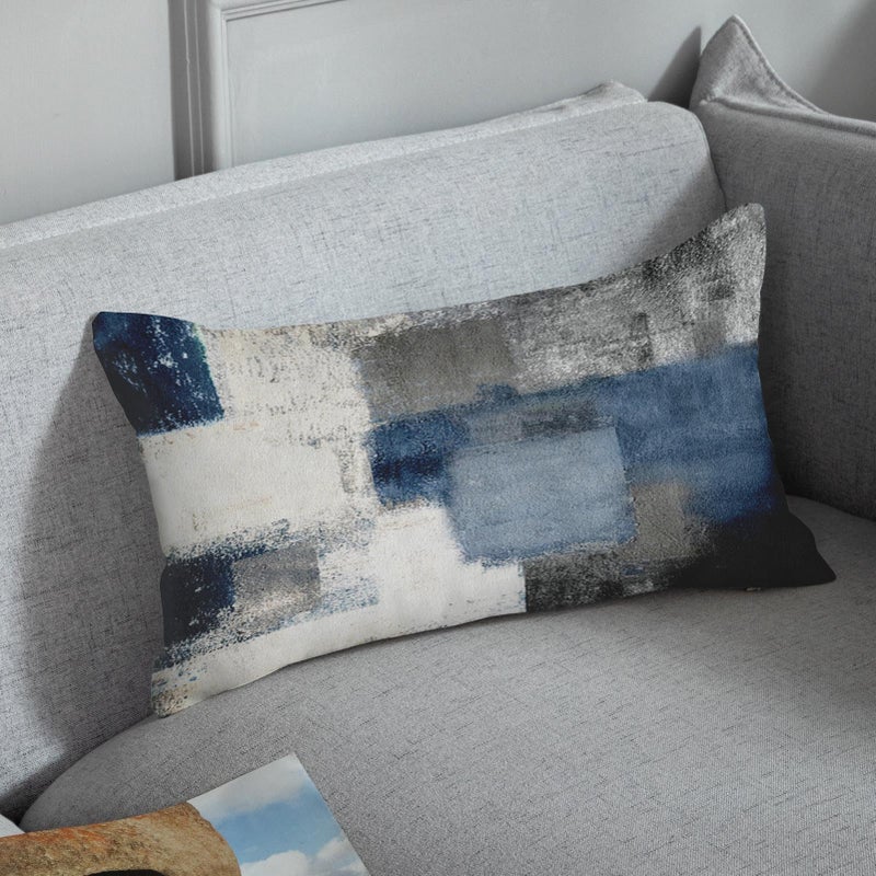 Britimes Britimes Throw Pillow Covers Modern Home Art Decor  12 x 20 Inches Set of 2 Pillow Cases Decorative  Abstract Oil Painting Pillowcases for Bedroom  Living Room  Blue White  - Image 3