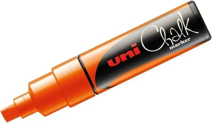 Uni Chalk Marker Wet Wipe Pwe-8k Cut Tip Liquid Chalk Pen Highlighter Orange