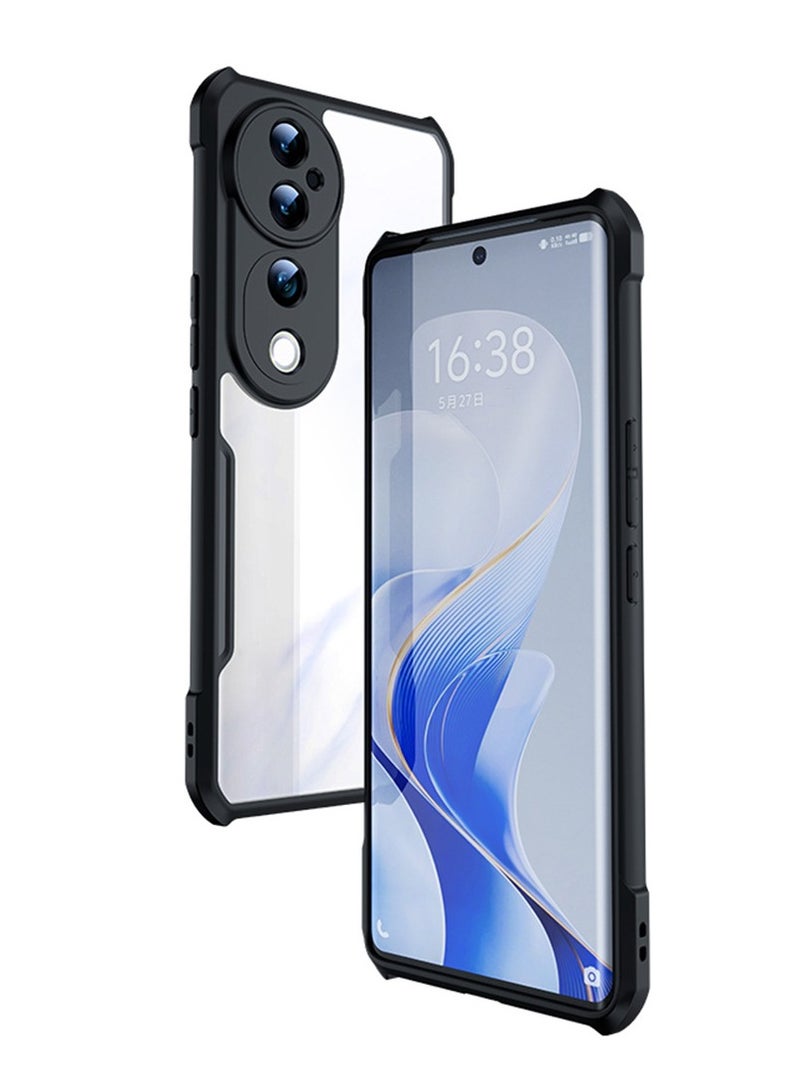 general VIVO V40 5G Case Ultra Thin Clear PC Back with TPU Phone Back Cover Case Shock Proof Slim - (Transparent | Black) - Image 1