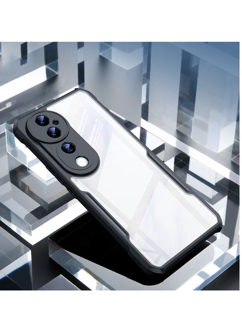 general VIVO V40 5G Case Ultra Thin Clear PC Back with TPU Phone Back Cover Case Shock Proof Slim - (Transparent | Black) - Image 2