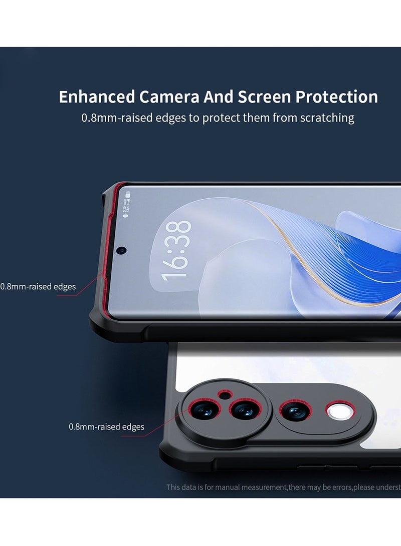 general VIVO V40 5G Case Ultra Thin Clear PC Back with TPU Phone Back Cover Case Shock Proof Slim - (Transparent | Black) - Image 4