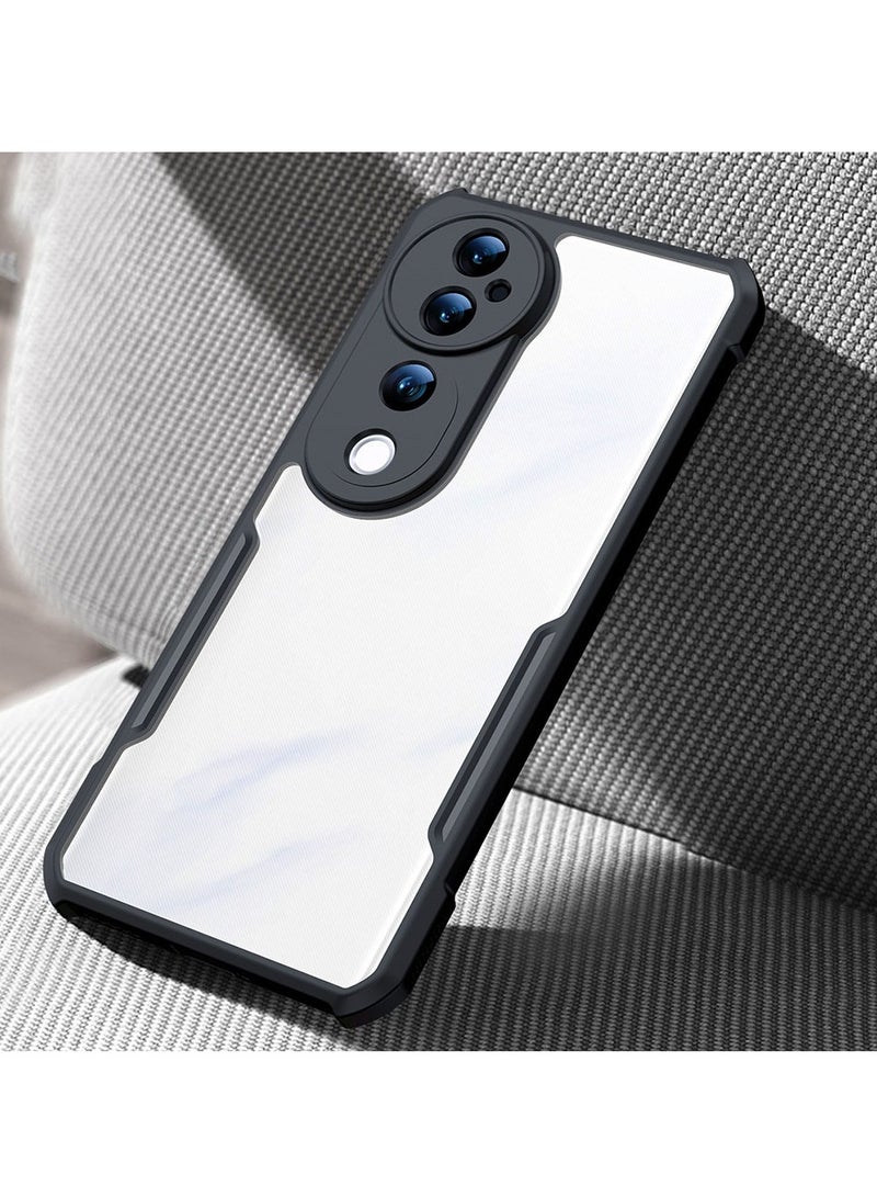 general VIVO V40 5G Case Ultra Thin Clear PC Back with TPU Phone Back Cover Case Shock Proof Slim - (Transparent | Black) - Image 5