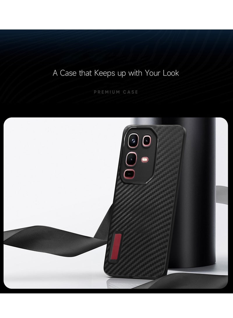 Wtech Infinix Note 50 Pro 4G 2025 Liquid Silicone Carbon Fiber Texture Case Cover (MCFPSN) - Black - Image 3