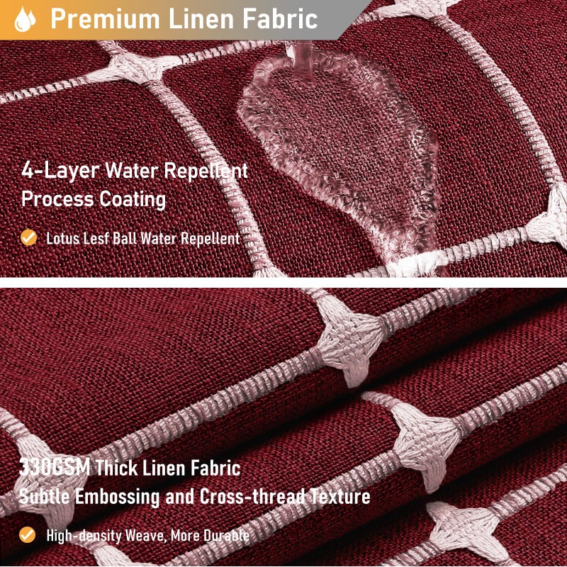 BTTN BTTN 78 Inch Long Shower Curtain - Boho Farmhouse Linen Ultra Thick Fabric Shower Curtain Set with Plastic Hooks  Tall Rustic Country Weighted Cloth Shower Curtains for Bathroom - Burgundy - 72x78 - Image 3