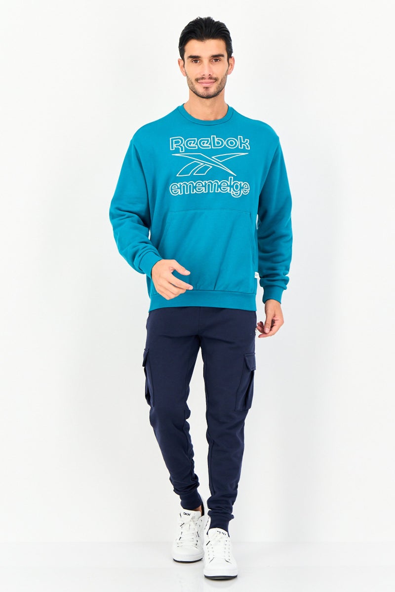 Reebok Men Sportswear Fit Long Sleeve Outdoor Sweatshirt, Teal Green - Image 4