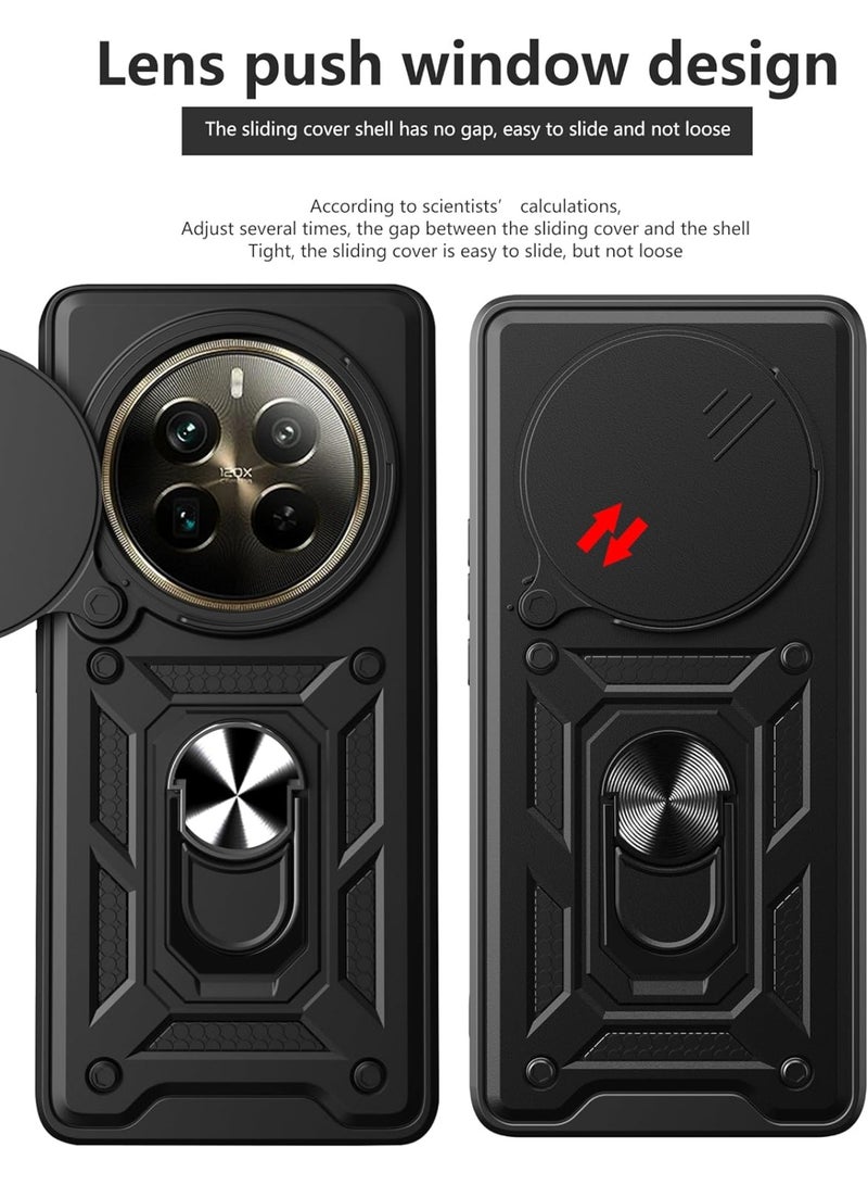 ثلاثة نمور for realme 12 Pro 5G / realme 12 Pro + 5G غطاء الحالة, غطاء عدسة الكاميرا الشريحة, حامل الحلقة المغناطيسية مقعد حالة الهاتف الوقائي ل realme 12 Pro 5G / realme 12 Pro + 5G, أسود - Image 3