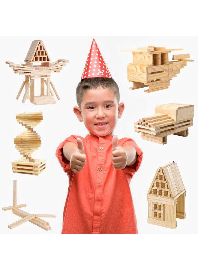 3 Bees & Me 3 Bees & Me Wooden Building Toys - STEM Toys for Boys and Girls - 100 Wood Plank Pieces - Image 2