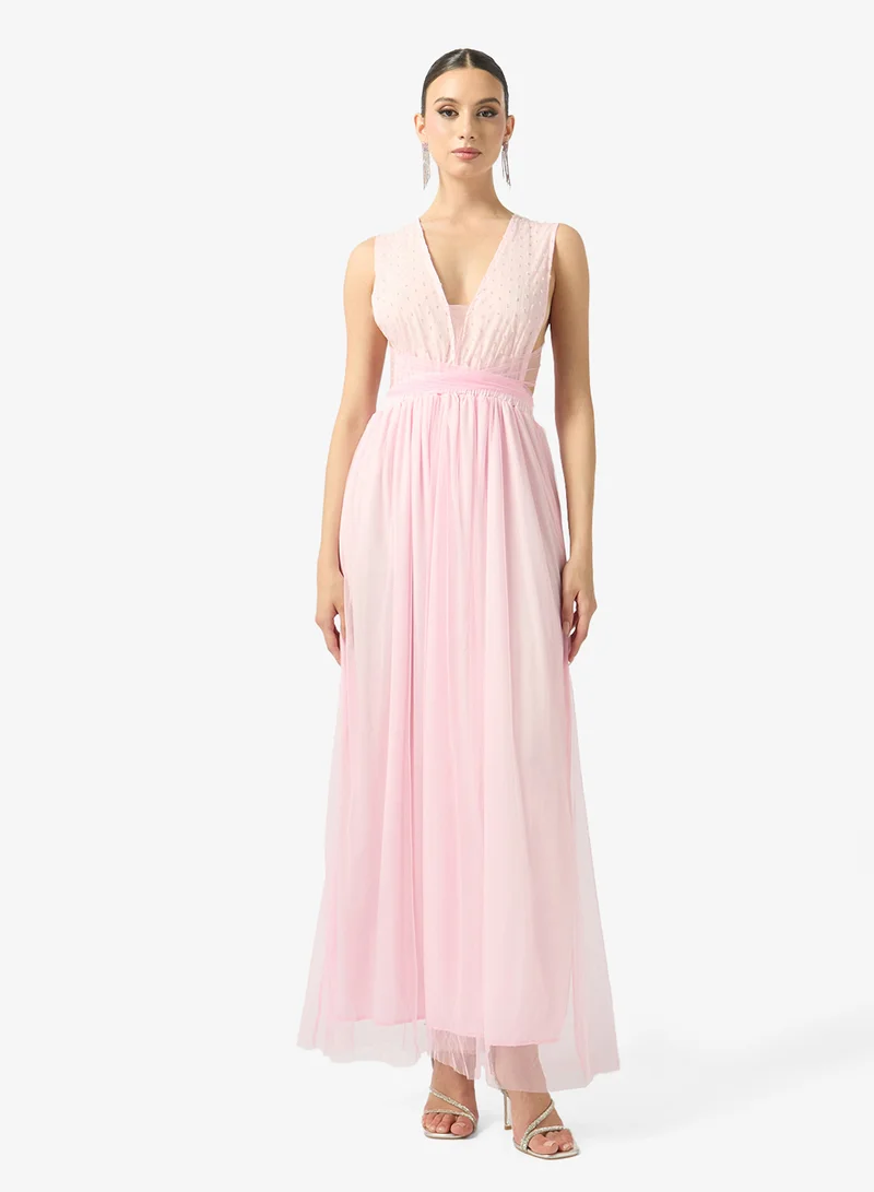 فايور Soft Blush Pleated Maxi Dress