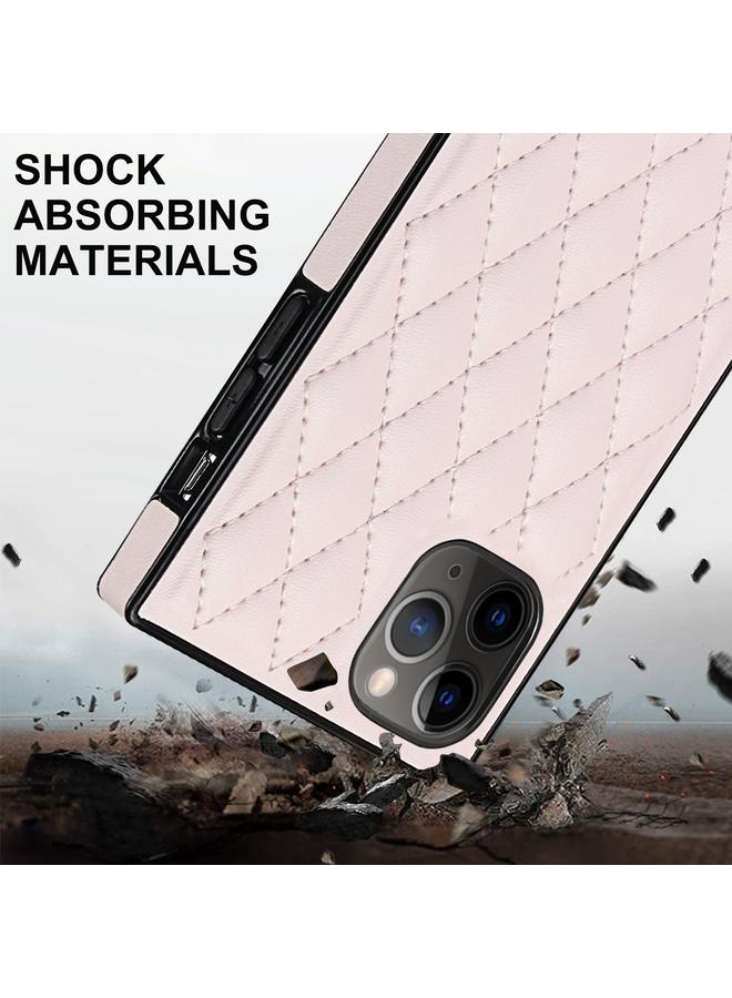 S-TOP Case For iPhone 11 Pro Max Elegant Rhombic Pattern Microfiber Leather +TPU Shockproof Case with Crossbody Strap Chain - Image 5