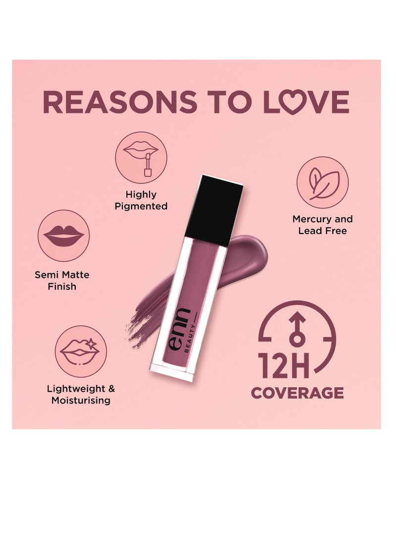ENN Beauty Semi Matte Liquid Lipstick 1.5ml Enriched with Ghee Vitamin E and Rosemary For 12 H Long Lasting Waterproof Non Transfer Smudge Proof Liquid Lipstick For Women  Pink Velvet - Image 4