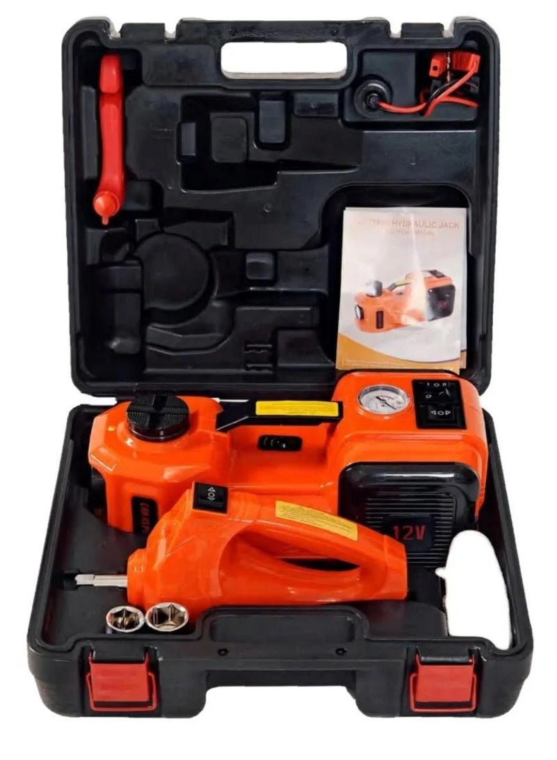 4 in 1 electric car jack , Car Tools Built-in Tire Inflatable Pump LED Light Safety Hammer, ,new car jacks compressor wrench vehicle tools emergency tool kit car jack kit. - Image 1