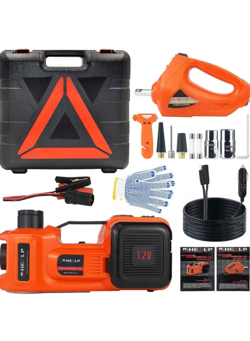 4 in 1 electric car jack , Car Tools Built-in Tire Inflatable Pump LED Light Safety Hammer, ,new car jacks compressor wrench vehicle tools emergency tool kit car jack kit. - Image 3