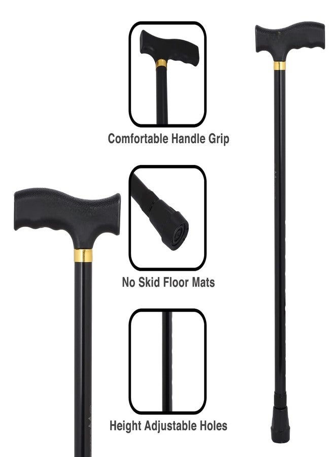 عصا مشي فاخرة قابلة لتعديل الارتفاع من الألومنيوم من دكتور تورسو، مناسبة للرجال والنساء وكبار السن (أسود) - Image 4