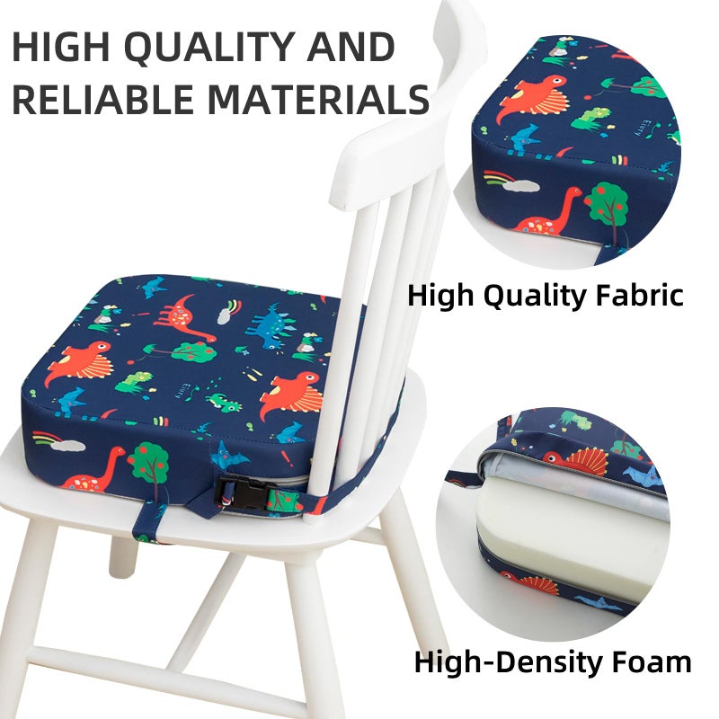 Eiury Toddler Booster Seat for Dining Table, Portable Kids Booster Seat with Safety Buckles Portable Increasing Booster Cushion with Non-Slip Bottom (Blue Dinosaur) - Image 4